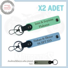 Miawiki Kuryelere Özel Deri Anahtarlık – Plaka ve Isim Detaylı 2’li Hediye Seçeneği, Yeşil-Gök Mavi-Gr