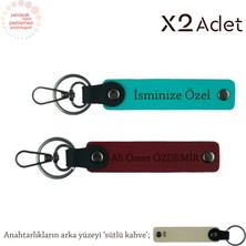 Miawiki Babaya Yılbaşı Armağanı, Isimli & Soyisimli 2’li Anahtarlık Hediye, Koyu Turkuaz-Bordo-Sütlü Kahve