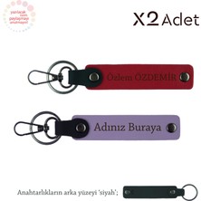 Miawiki Babalar Gününe Zarif Hediye, Isim & Soyisim Kişiselleştirilmiş 2’li Anahtarlık, Mor-Kırmızı-Siyah