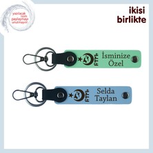 Miawiki Komşuya Ince Sürpriz, Ayyıldız Kurt Göktürk Temalı Isim Yazılı 2’li Anahtarlık Hediyesi, Yeşil-Mavi