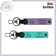 Miawiki Ayyıldız ve Türkiye Deri Anahtarlık, Isim Yazılabilir Vatan Temalı Hediye, Mor-Turkuaz