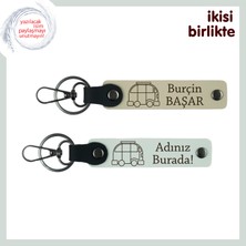 Miawiki Hayatını Karavanda Geçirenlere, Kişiye Özel Deri Anahtarlık 2’li Takım, Sütlü Kahve-Beyaz