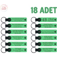 Miawiki Resim Atölyesi Mezuniyet Hatırası, 18'li Set, Üzerine Isim Yazılabilen Deri Anahtarlık, Fıstık Yeşil