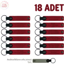 Miawiki Kitap Okuma Yarışması Katılımcılarına, 18'li Set, Isme Özel Yazılı Deri Anahtarlık, Kırmızı & Gri