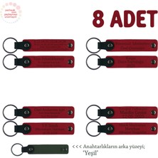 Miawiki Bebek Doğumgünü Etkinliğine, 8'li Set, Kişiye Özel Isim Yazılı Deri Anahtarlık, Kırmızı & Yeşil