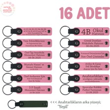 Pembe & Yeşil, Babalar Günü Için Üzerine Isim ve Özel Mesaj Yazılabilen, 16'lı Anahtarlık