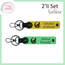 Yıllara Dayanan Bağa Özel Hediye – Bozkurt ve Ayyıldız Temalı Kişisel Anahtarlık Takım, Sarı-Yeşil