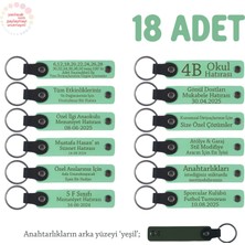 Açık Yeşil, Anaokulları Için Isim Yazılı Karne Hatırası Anahtarlık 18’li Set, Öğrencilere Özel Anı