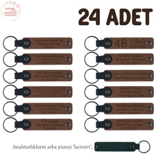 Miawiki Açık Kahve & Lacivert, Doğa Yürüyüş Grubu Için Isim Yazlıabilen Hatıra Anı Anahtarlık 24’lü Set