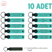 Aile Toplantısına Uygun Hediye, 10'lu Set, Kişiselleştirilebilir Anahtarlık, Turkuaz & Yeşil
