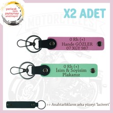 Miawiki Ehliyeti Olana Isim Plaka ve 0 Rh (+) Kan Grubu Yazılı X2 Anahtarlık Set Hediyelik, Yeşil-Pembe-Laci