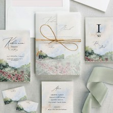 Nature's Elegance Şeffaf Zarflı Düğün Davetiyesi