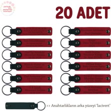 Eğitim Atölyesi Grubuna Hediye 20'li Set, Kişiselleştirilebilir Isimli Anahtarlık, Kırmızı & Laci