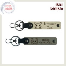 Miawiki Aynı Evi Paylaştığınız Kedili Yaşama Özel Hediye, Kedi Temalı Anahtarlık, Sütlü Kahve-Kül Gri