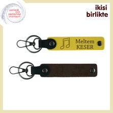 Miawiki Evlilik Kutlamasında Çalan Şarkıya Anı, Kişiye Özel Deri Anahtarlık Takımı, Sarı-Koyu Kahve