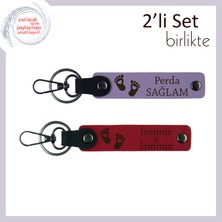 Miawiki Doğumdan Sonra Aileye Verilebilecek En Anlamlı Hediye, Kalpli Ayak Motifli Anahtarlık, Lila-Kırmızı