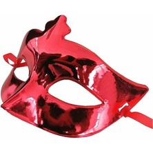 NessiWorld Kırmızı Renk Kostüm Partisi Ekstra Parlak Balo Maskesi 15x10 cm