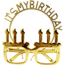 Melff NessiWorld İt'sMyBirthdayYazılıTaçveMumŞekilliGözlükSetiAltınRenk