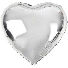 Nessiworld Kalp Şekilli Gümüş Renk Toptan Folyo Balon 45 cm 10 Adet