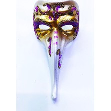 Nessi World Fuşya Renk İşlemeli Seramik Malzemeden İmal Venedik Uzun Maske Magnet