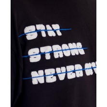 Erkek Kısa Kol Stay Strong Oversize Siyah Tişört