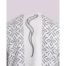 Erkek Kısa Kol Snake&ethnic Oversize Ekru Tişört