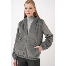 Modavera 5091 Kapşonlu Kürklü Içi Astarlı Mont - Antrasit