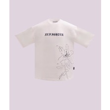 Erkek Kısa Kol Eternal Bloom Oversize Ekru