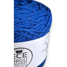 Ece Örgü Tasarım Atölyesi Saks Mavisi, Bükümlü, Bambu-Koton El Örgü İpi (200 Gr.)