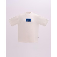 Erkek Kısa Kol Evil Eye Oversize Ekru Tişört