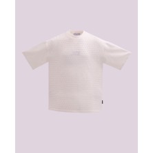 Erkek Kısa Kol Shiny Stone Oversize Ekru