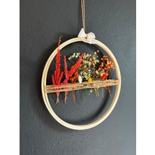 Sessiz Renkler 🌿"kır Baharı"-Doğal Çiçekli Kasnak (27 Cm) Duvar Tablosu/duvar Süsü