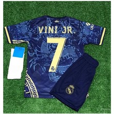 R.e.a.l M.a.d.r.i.d 2024/25 Yeni Sezon Dragon Desenli Vini Jr Çocuk Forması Şort Çorap Blue