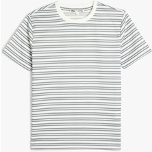 Koton Çizgili Kısa Kollu Bisiklet Yaka Slim Fit Tişört