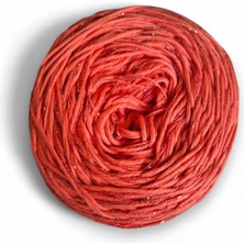 Ece Örgü Tasarım Atölyesi Mercan Rengi Bükümlü, Bambu-Koton Arasına, Mercan Renkli Sim Karışımı, Tasarım El Örgü İpi (200 Gr.)