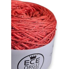 Ece Örgü Tasarım Atölyesi Mercan Rengi Bükümlü, Bambu-Koton Arasına, Mercan Renkli Sim Karışımı, Tasarım El Örgü İpi (200 Gr.)