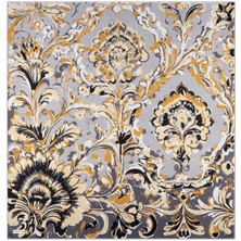 Gold Flower Desen Twill Ipek Eşarp