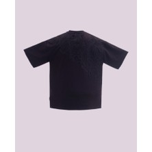 Erkek Kısa Kol Premium Ethnic Oversize Siyah