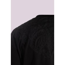 Erkek Kısa Kol Premium Ethnic Oversize Siyah