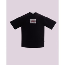 Erkek Kısa Kol Tulle Elegance Oversize Siyah