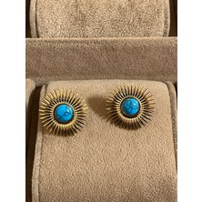 Aida Jewelss 316 L Cerrahi Çelik Firüze Taşlı Güneş Modeli Çelik Küpe