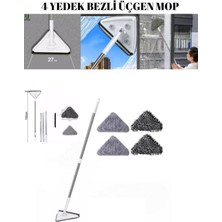 Üçgen Temizlik Paspası 4'lü Yedek Bezli Mikrofiber Teleskopik Sapli