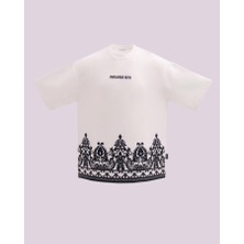 Erkek Kısa Kol Ethnic Oversize Ekru Tişört