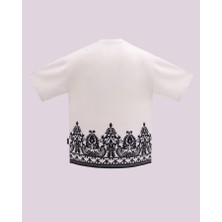 Erkek Kısa Kol Ethnic Oversize Ekru Tişört