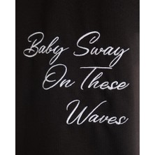 Erkek Kısa Kol Waves Oversize Siyah Tişört