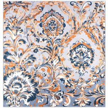 Buz Mavi Flower Desen Twill Ipek Eşarp