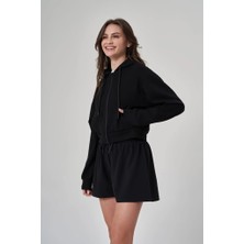 Exuma Kadın Fermuarlı Siyah Sweatshirt 1529109-SİYAH
