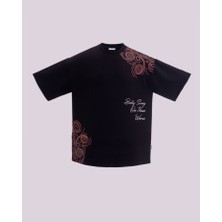 İnfighter Erkek Kısa Kol Waves Oversize Siyah Tişört