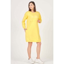 Busa Hamile Hoodie Elbise Sarı