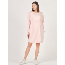 Busa Hamile Hoodie Elbise Açık Pembe